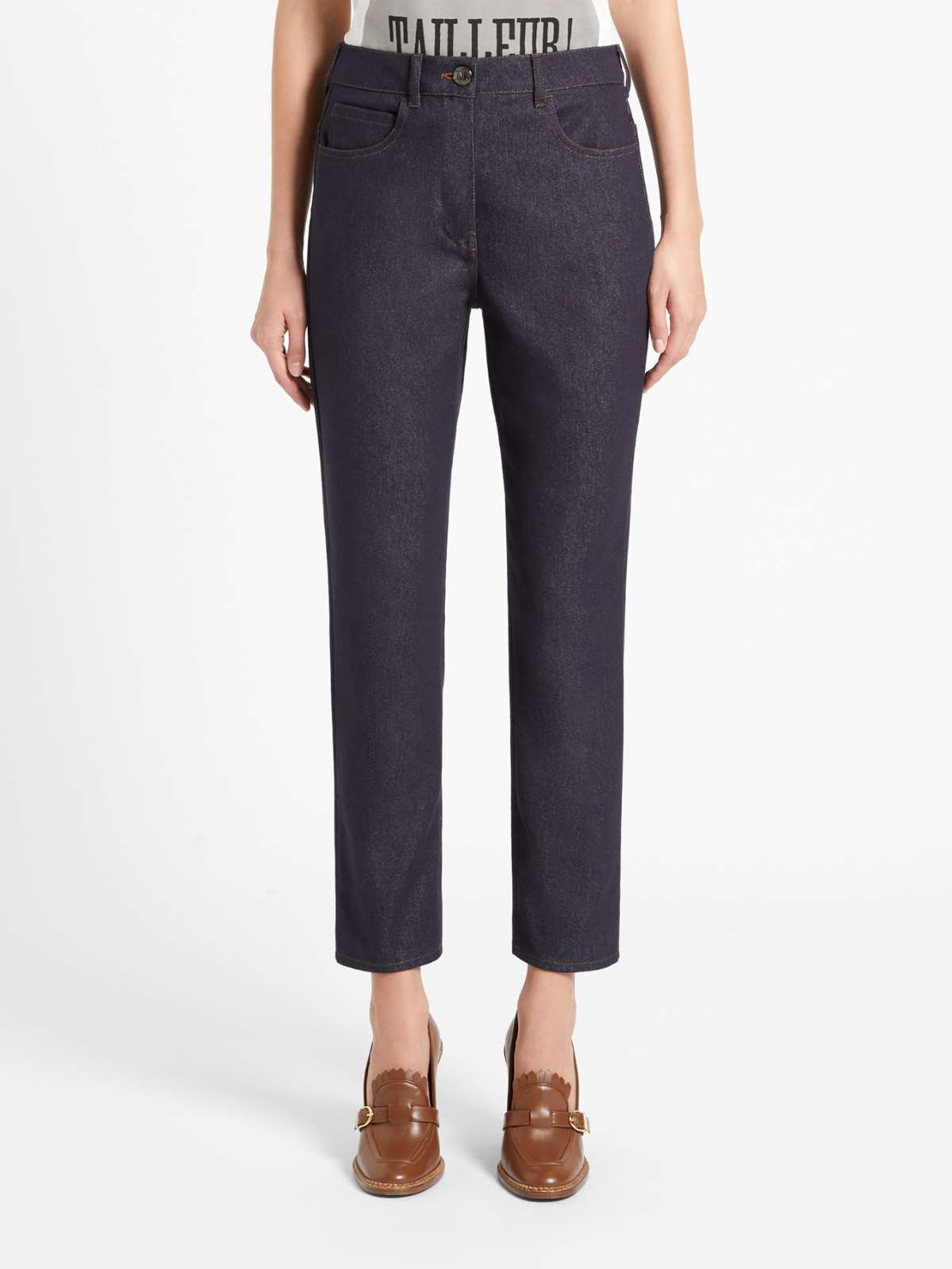Max Mara Navy Blue Slim Jeans In Black