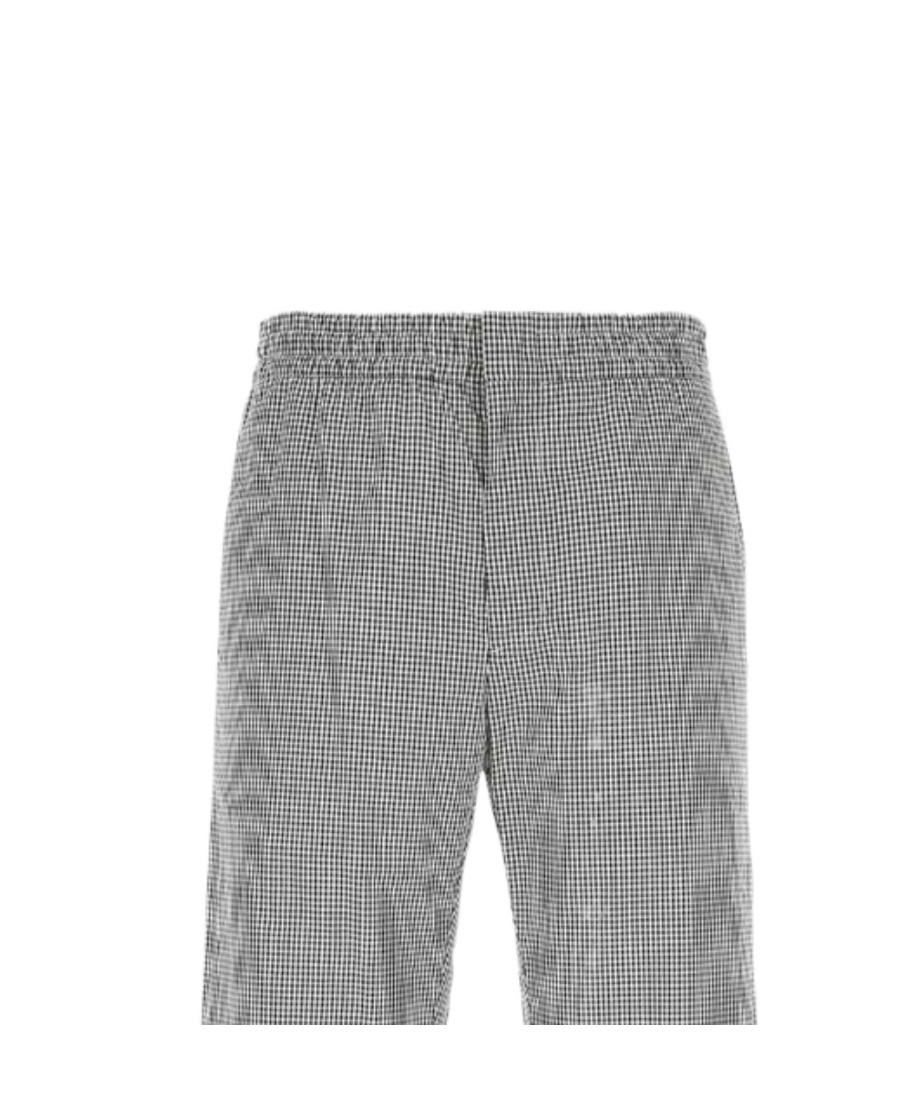 Prada Patterned Poplin Wide-leg Pants In Black