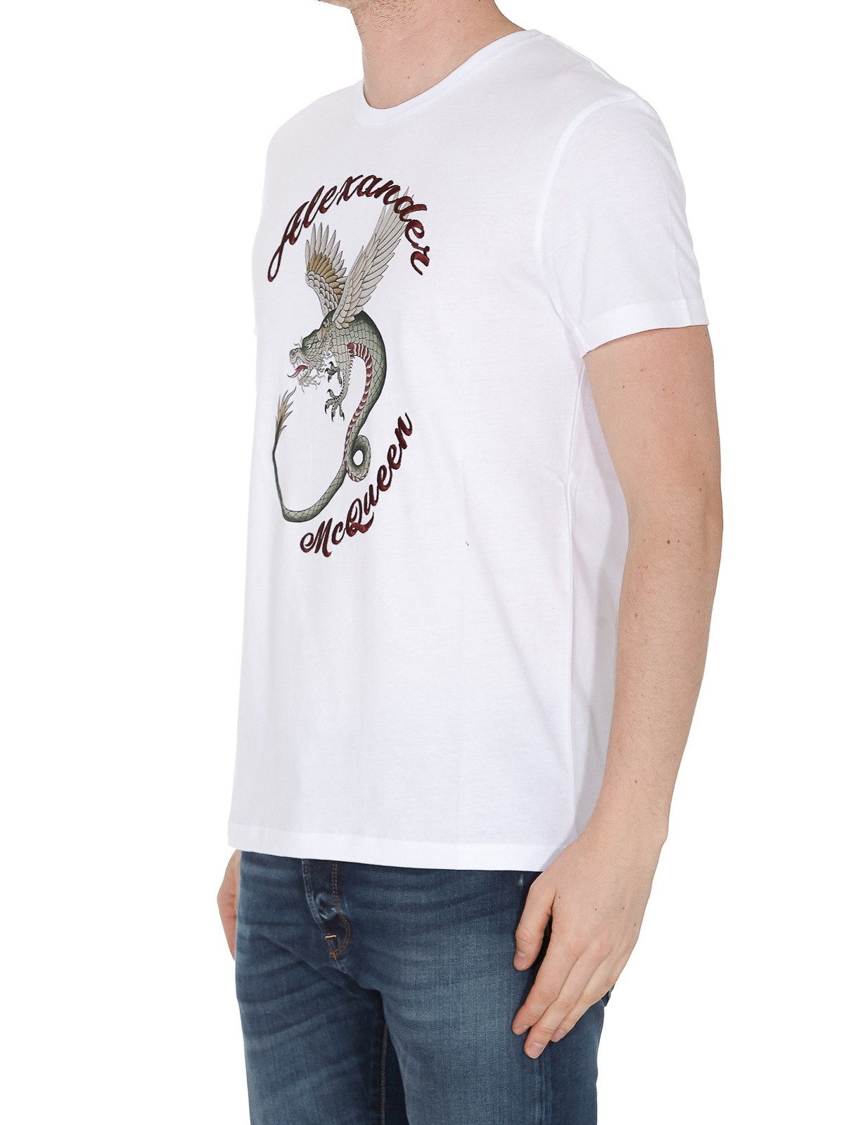 Alexander Mcqueen Feilong Logo Printed T-shirt In White