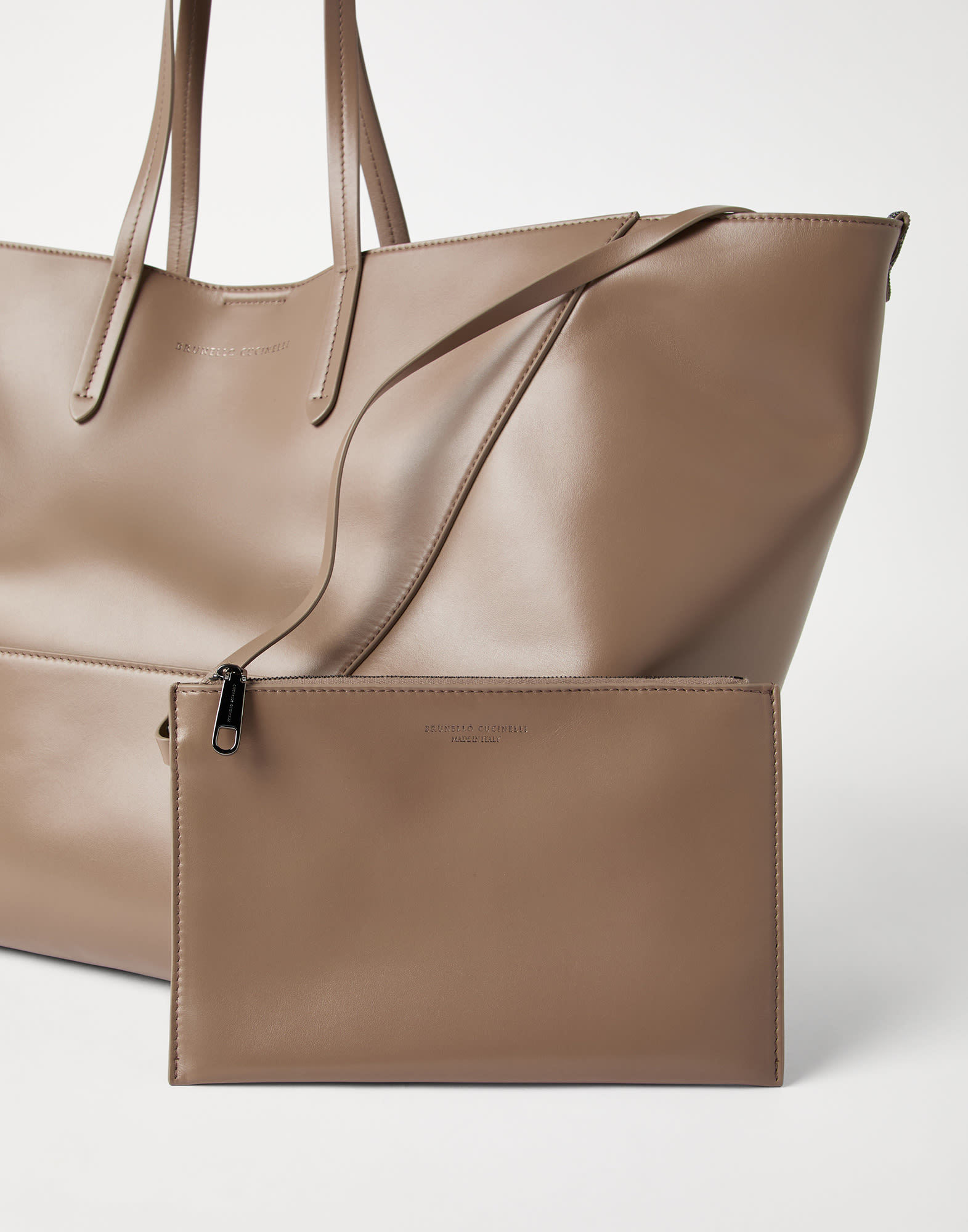 Brunello Cucinelli Bc Duo Calfskin Tote Bag In Brown