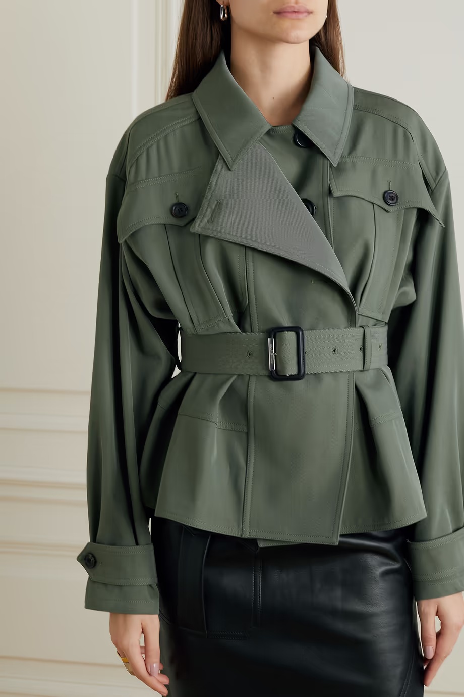 Alexander Mcqueen Belted Peplum Jacket In Green
