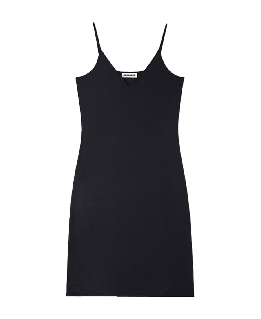Jil Sander V-neck Slip Minidress In Black