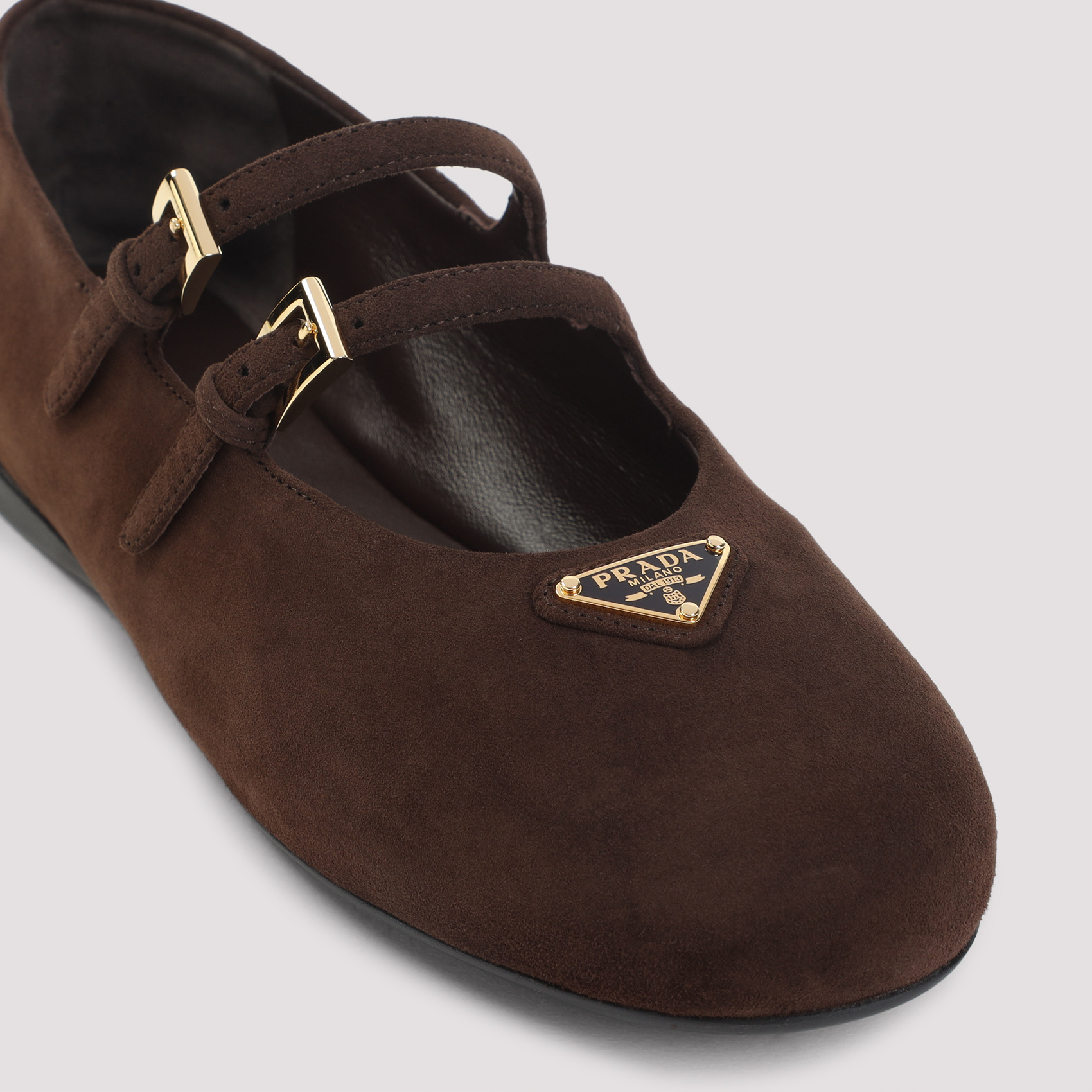Prada Suede Ballerinas With Flat Sole And Round Toe In Burgundy