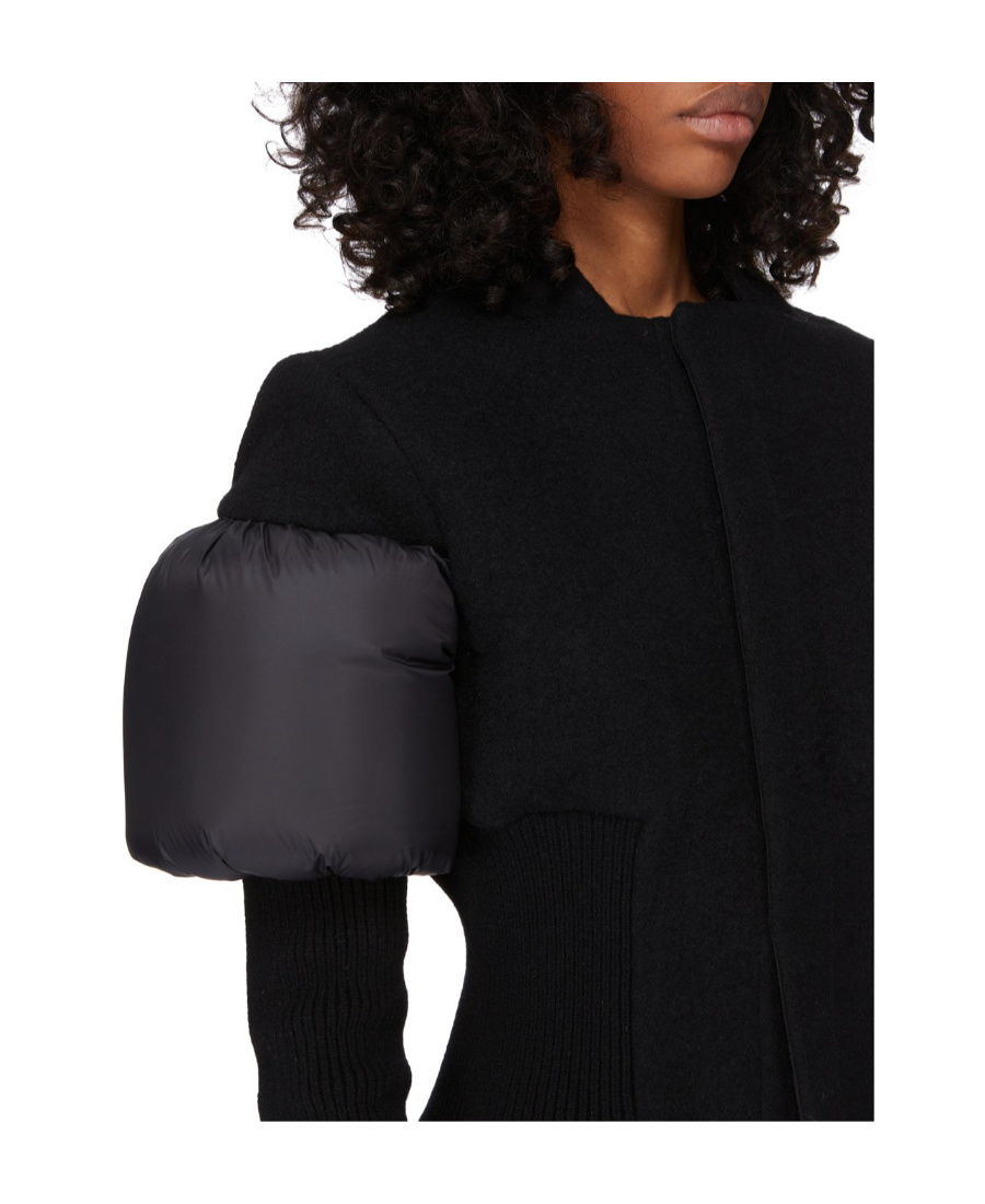 Rick Owens Padded-panels Ribbed-knit Fitted Jacket In Black