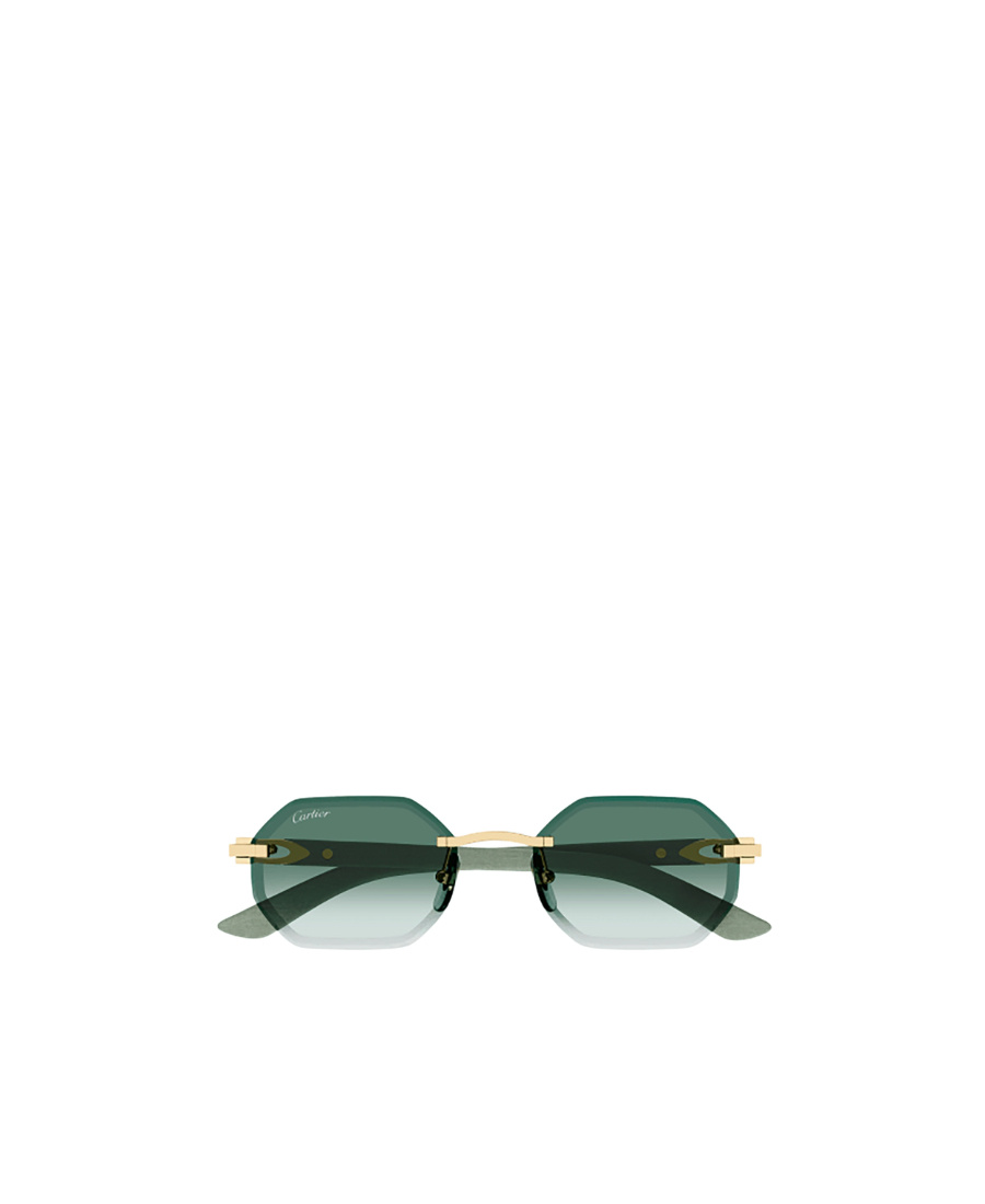Cartier Geometric Frame Sunglasses In Green
