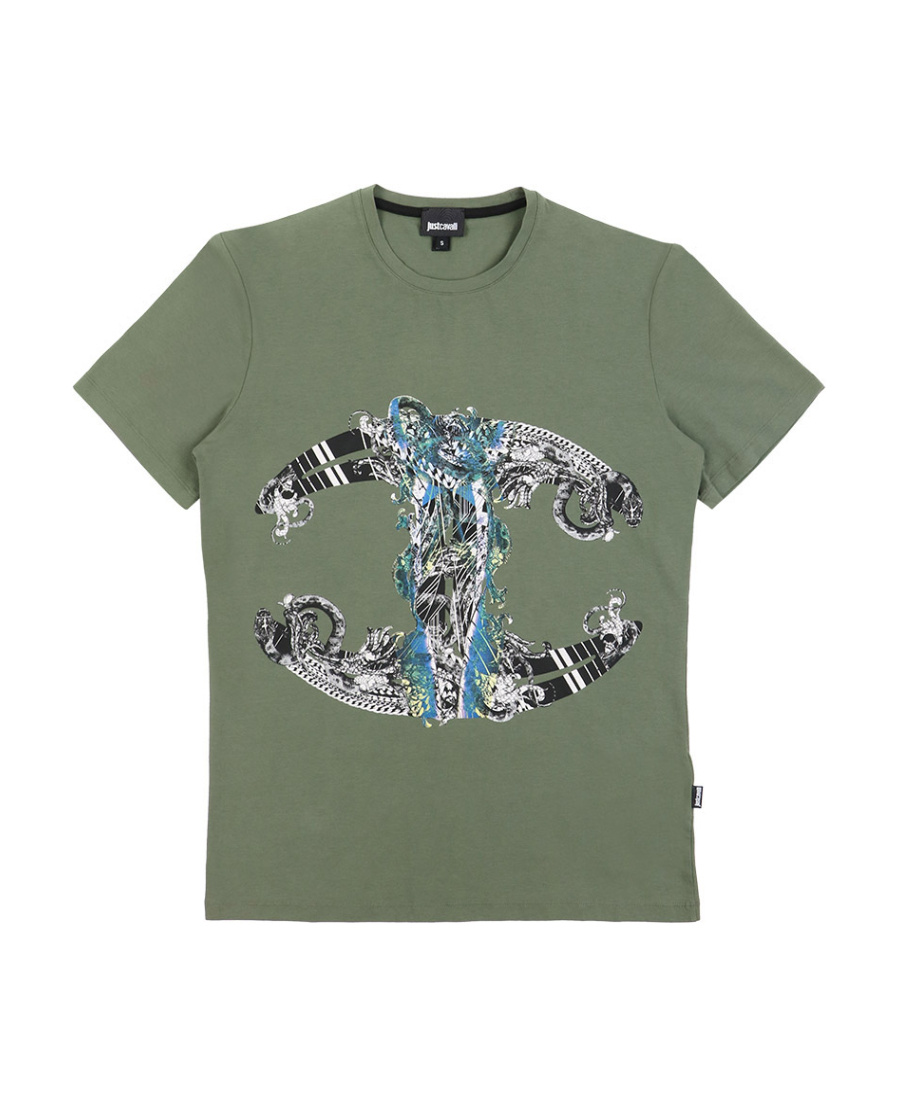 Just Cavalli Oversized Printed T-shirt In Green