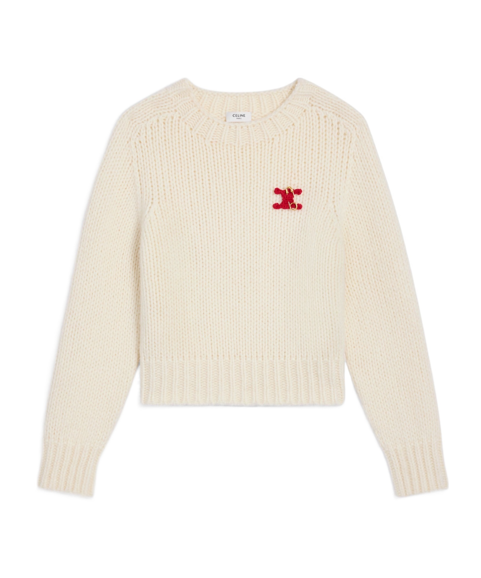Celine Crewneck Sweater In Cashmere And Silk In Neutral