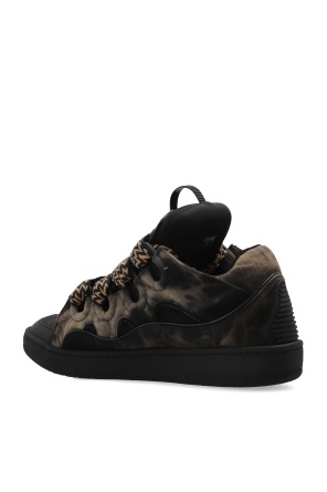 Lanvin Curb Washed Denim Sneakers In Black