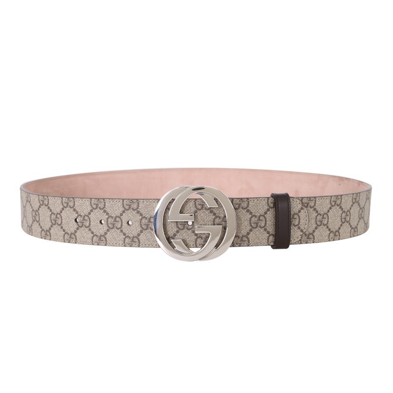 Gucci Gg Supreme Belt With G Buckle In Nude