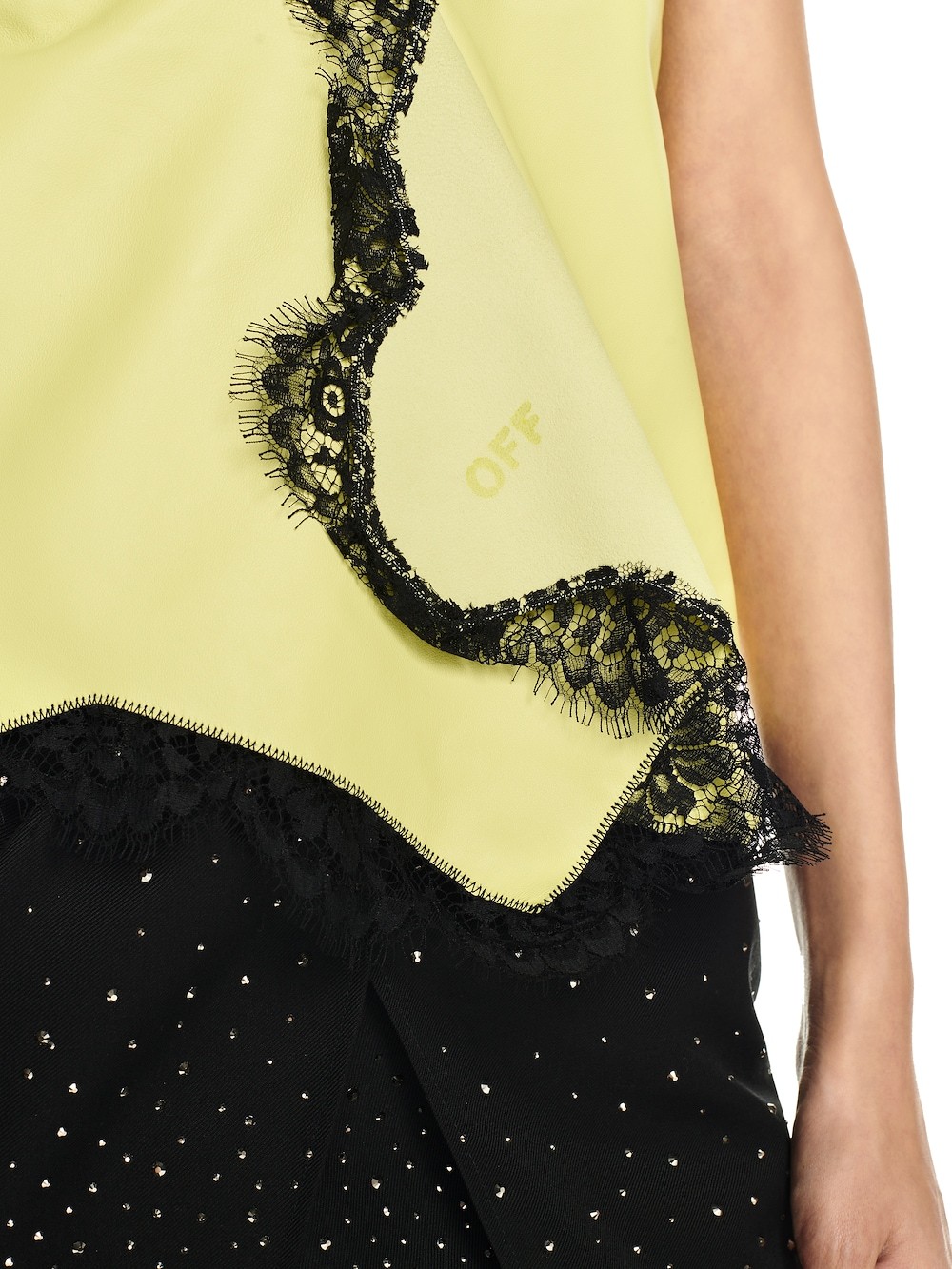Off-white Leather Lace-detail Top In Yellow