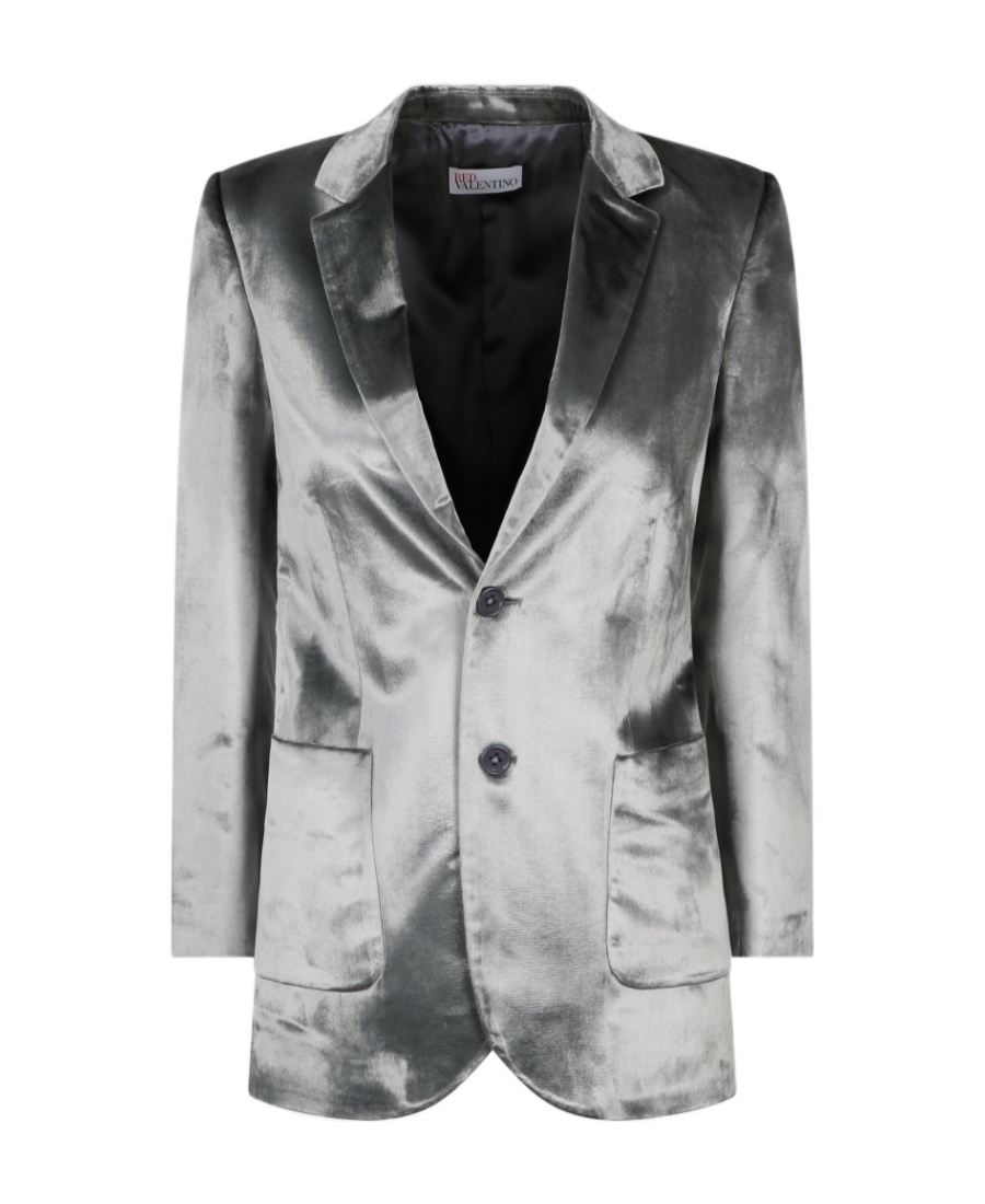 Red Valentino Metallic-effect Single-breasted Blazer In Gray