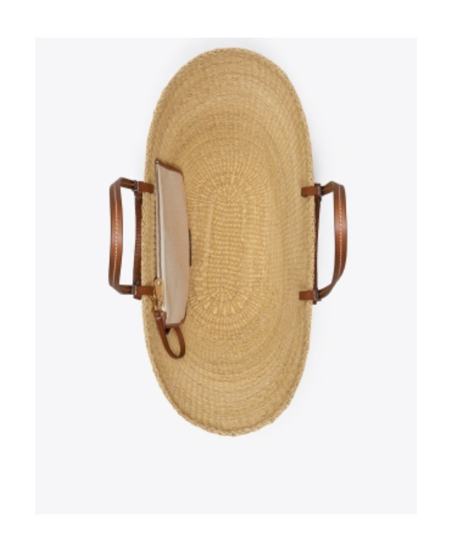 Tory Burch Ella Straw Tote Bag In Nude