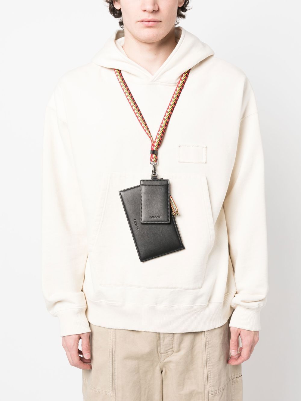 Lanvin Logo-debossed Leather Clutch In Black
