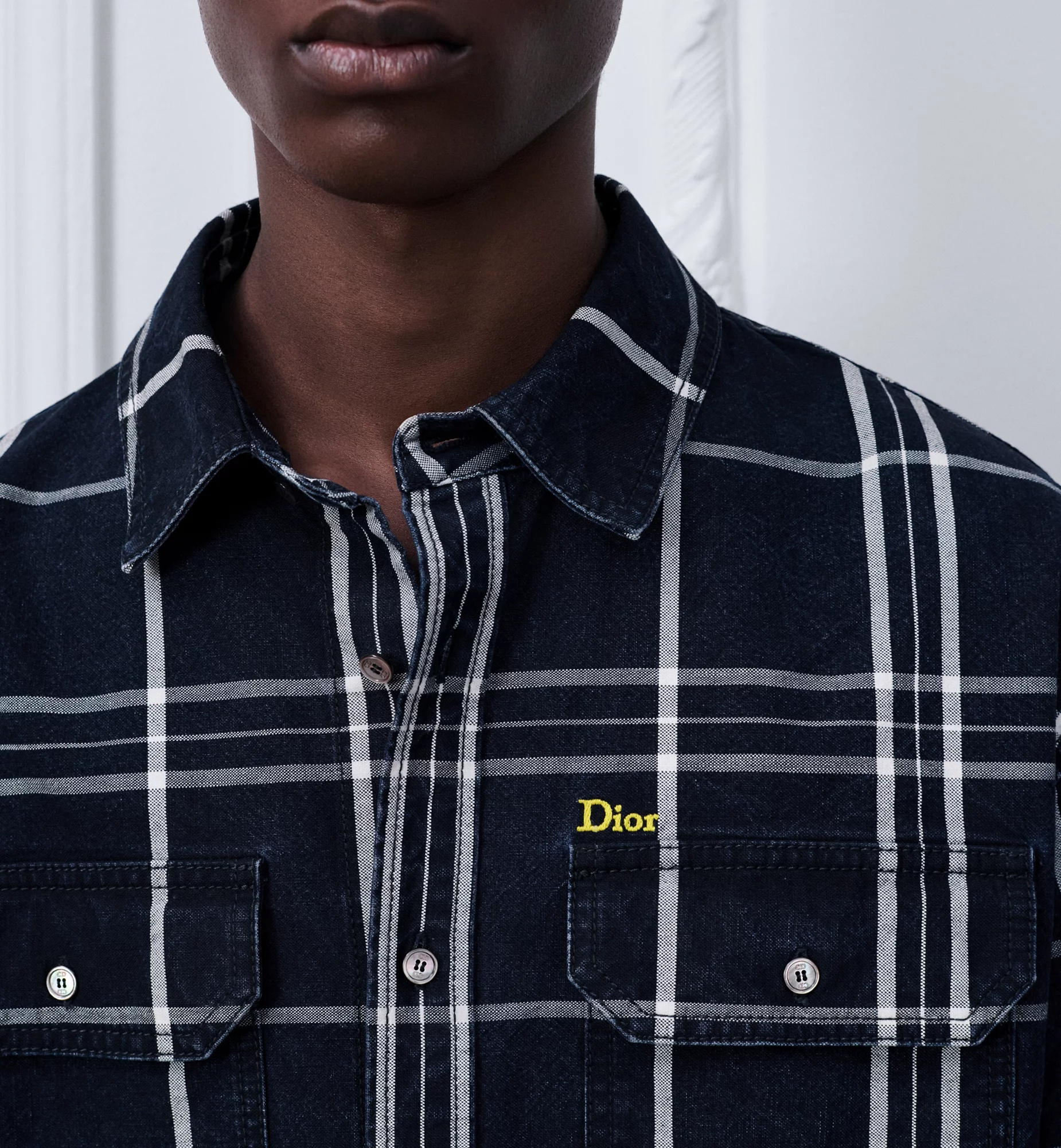 Dior Checkered Overshirt In Blue