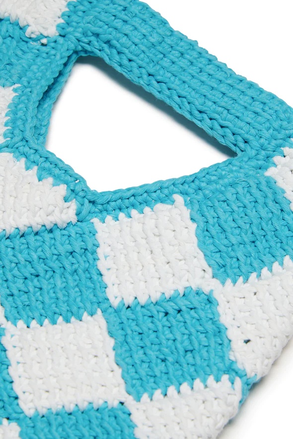 Marni Diamond Checked Crochet Bag In White