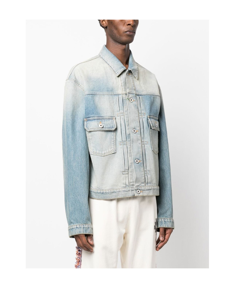 Kenzo Long-sleeved Buttoned Denim Jacket In White
