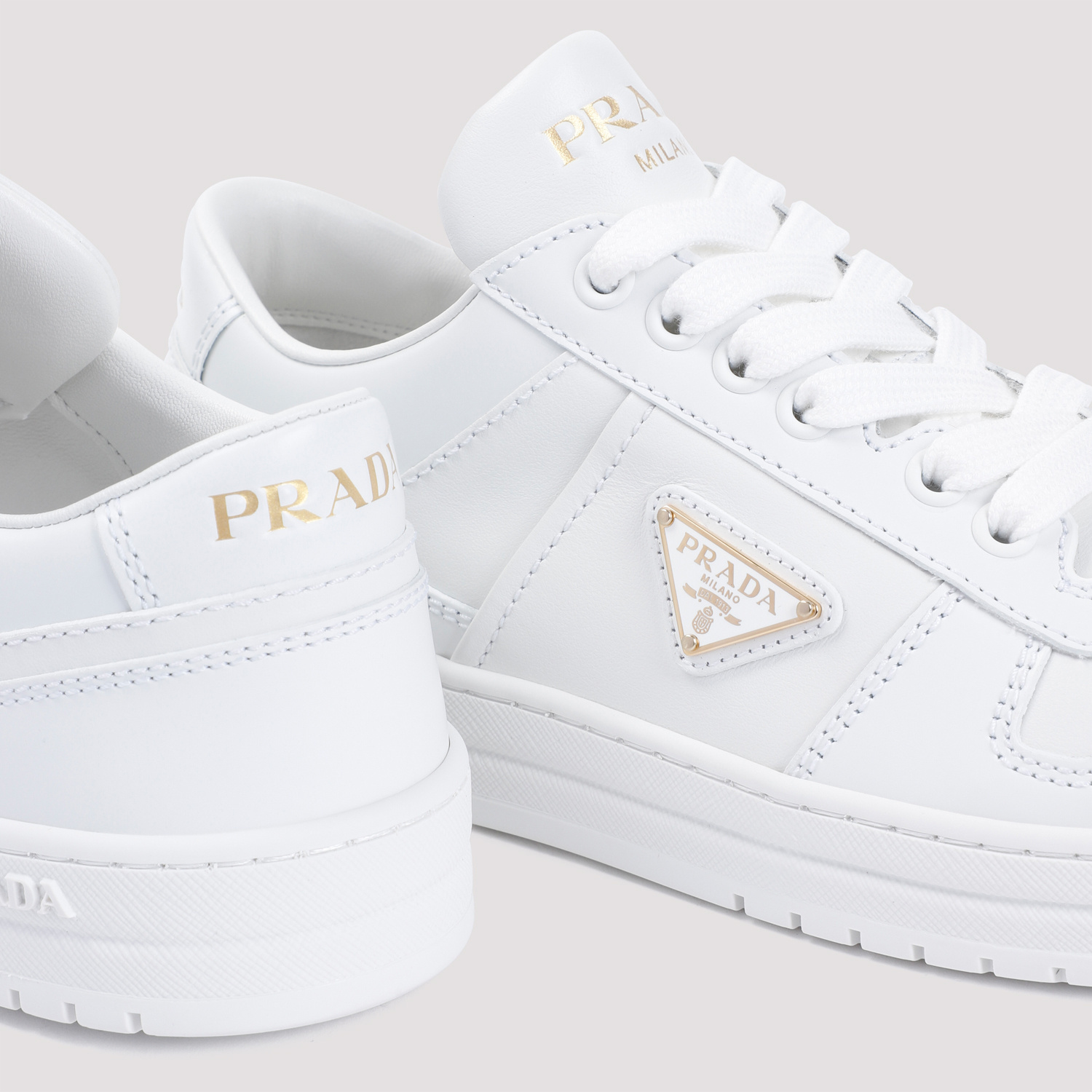 Prada Lace-up Low-cut Casual Shoes In White