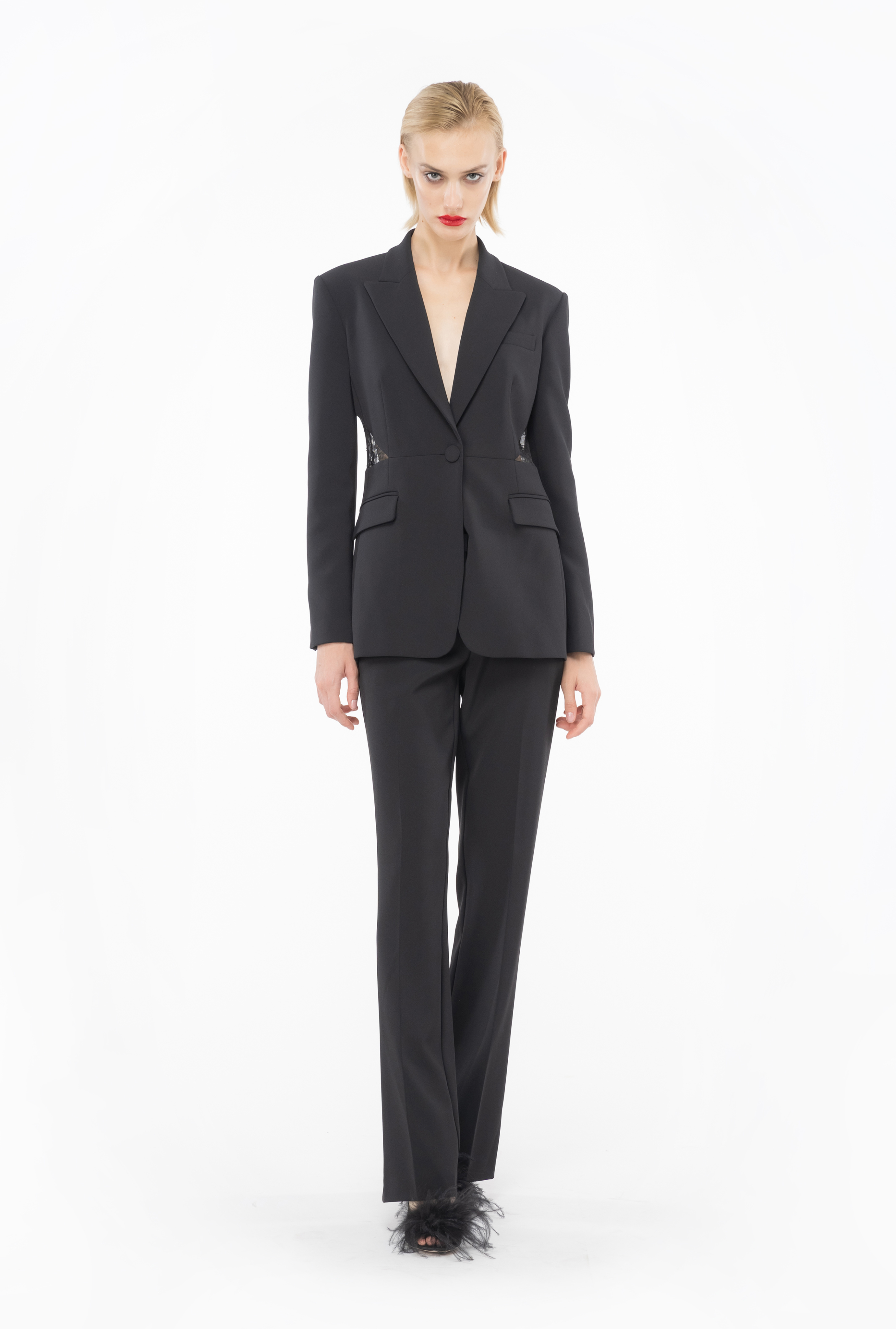 Pinko High-waisted Cropped Trousers In Black