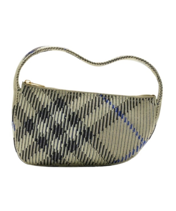 Burberry Off-white Check Mini Knitted Bag In Black