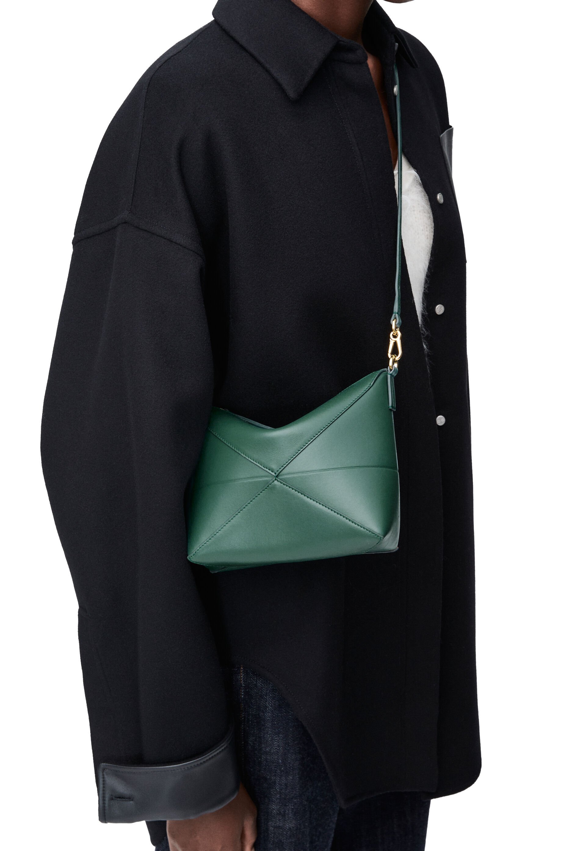 Loewe Puzzle Fold Shoulder Bag In Green