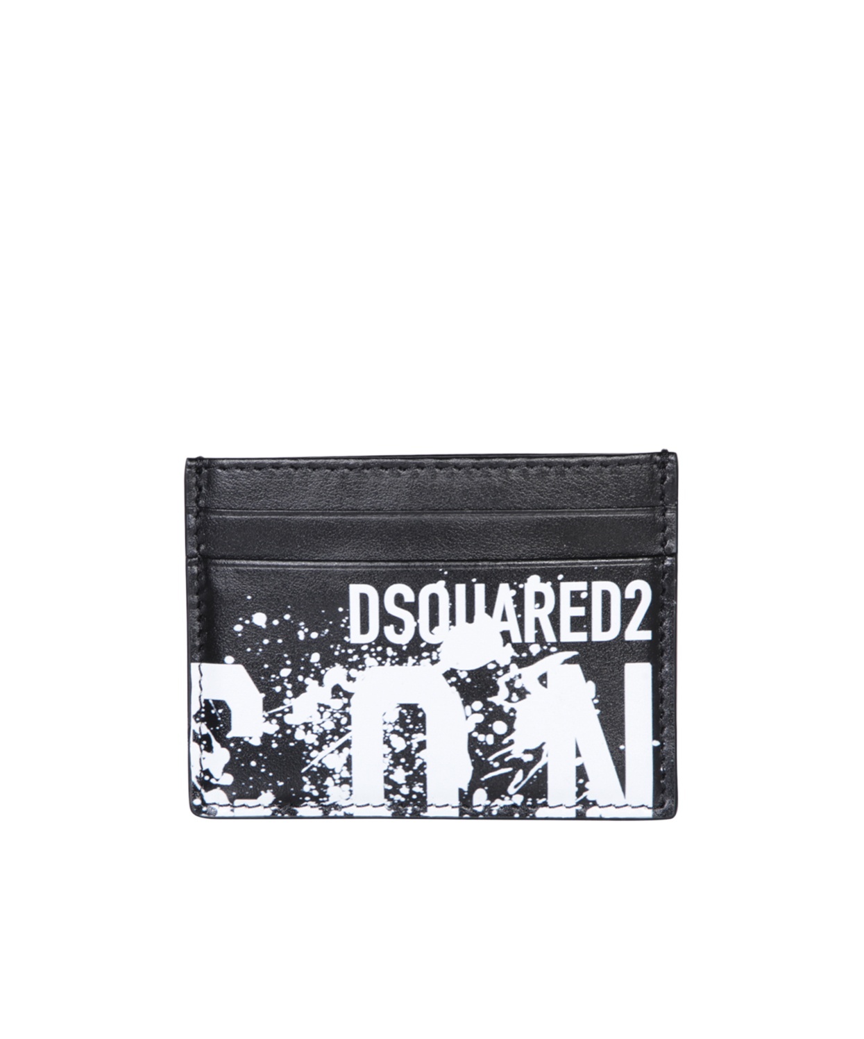 Dsquared2 Logo-print Leather Cardholder In Black