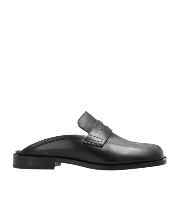 Maison Margiela Tabi City Calf Leather Flat Mules In Black