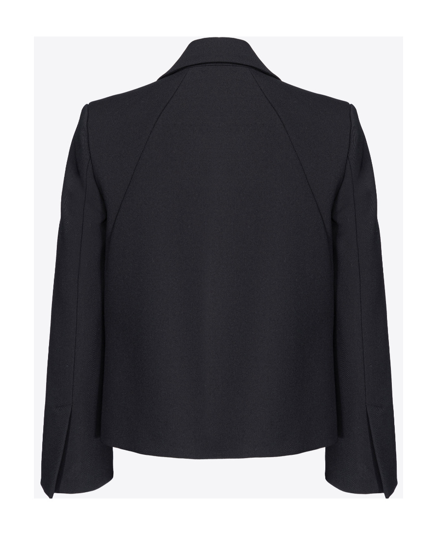 Pinko Cropped  Ruffle Blazer In Black