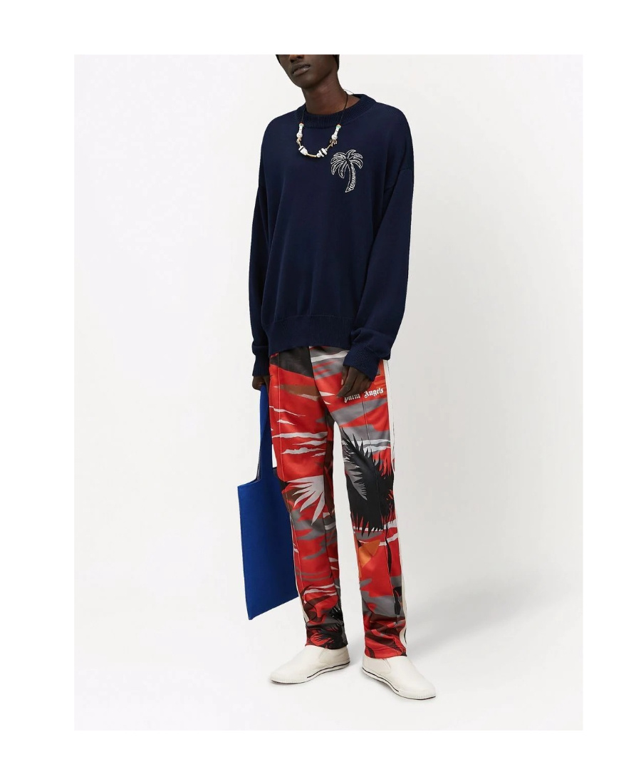 Palm Angels Printed Casual Pants In Red