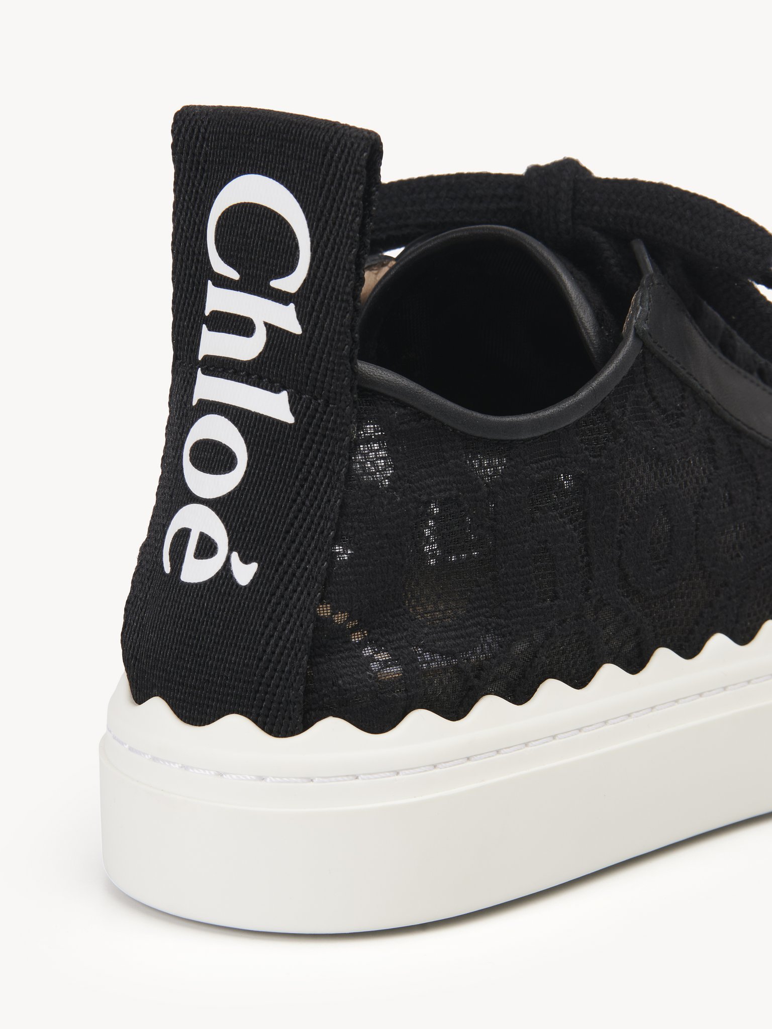 Shop Chloé Lauren Lace Low-top Sneakers In Black