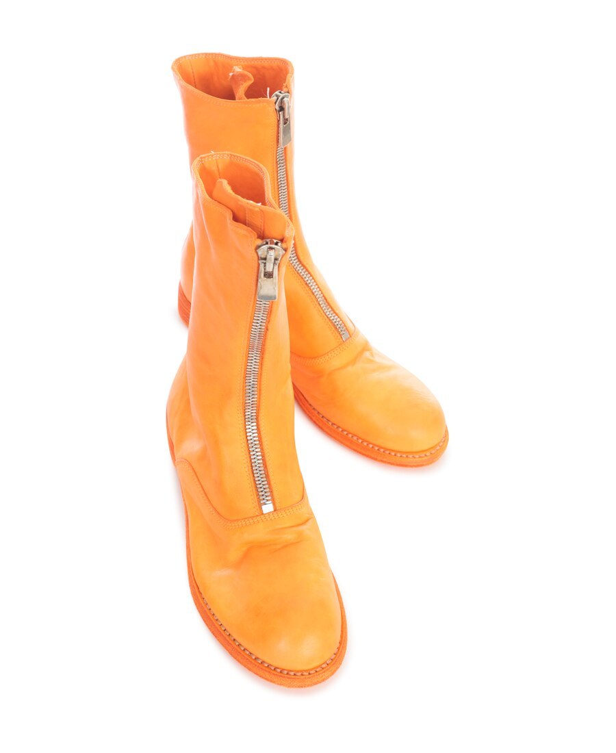 Guidi Front Zip Army Boots Sole Leather In Orange