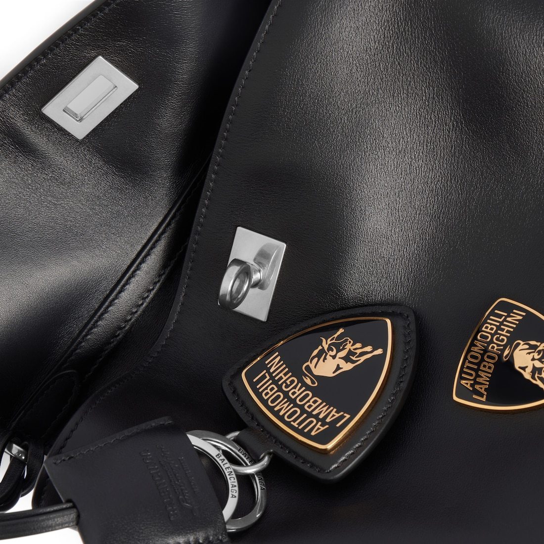 Balenciaga Black Leather Lamborghini Rodeo Shoulder Bag In Black