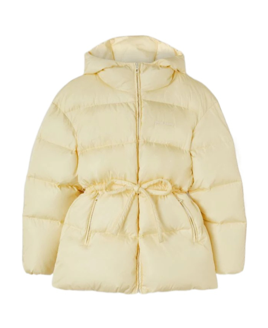 Palm Angels Belted Down Jacket In Nude