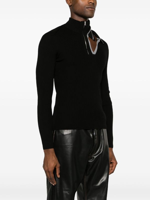 Y/project Cut-out Ribbed-knit Sweatshirt In Black