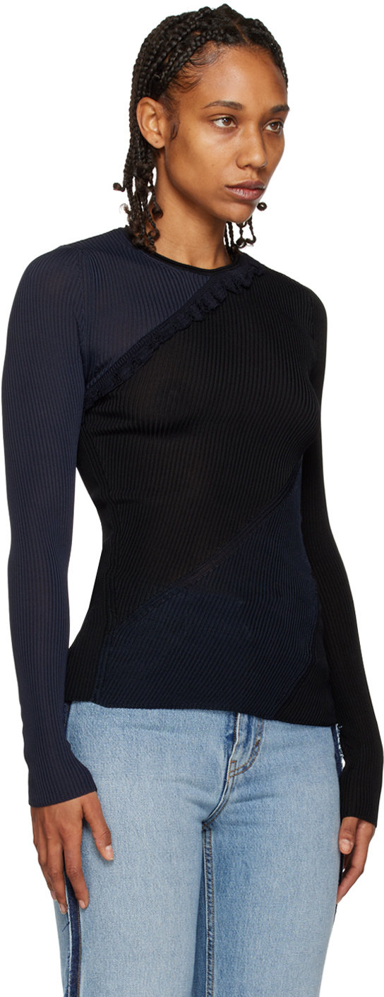 VICTORIA BECKHAM SPIRAL RIBBED-KNIT TOP