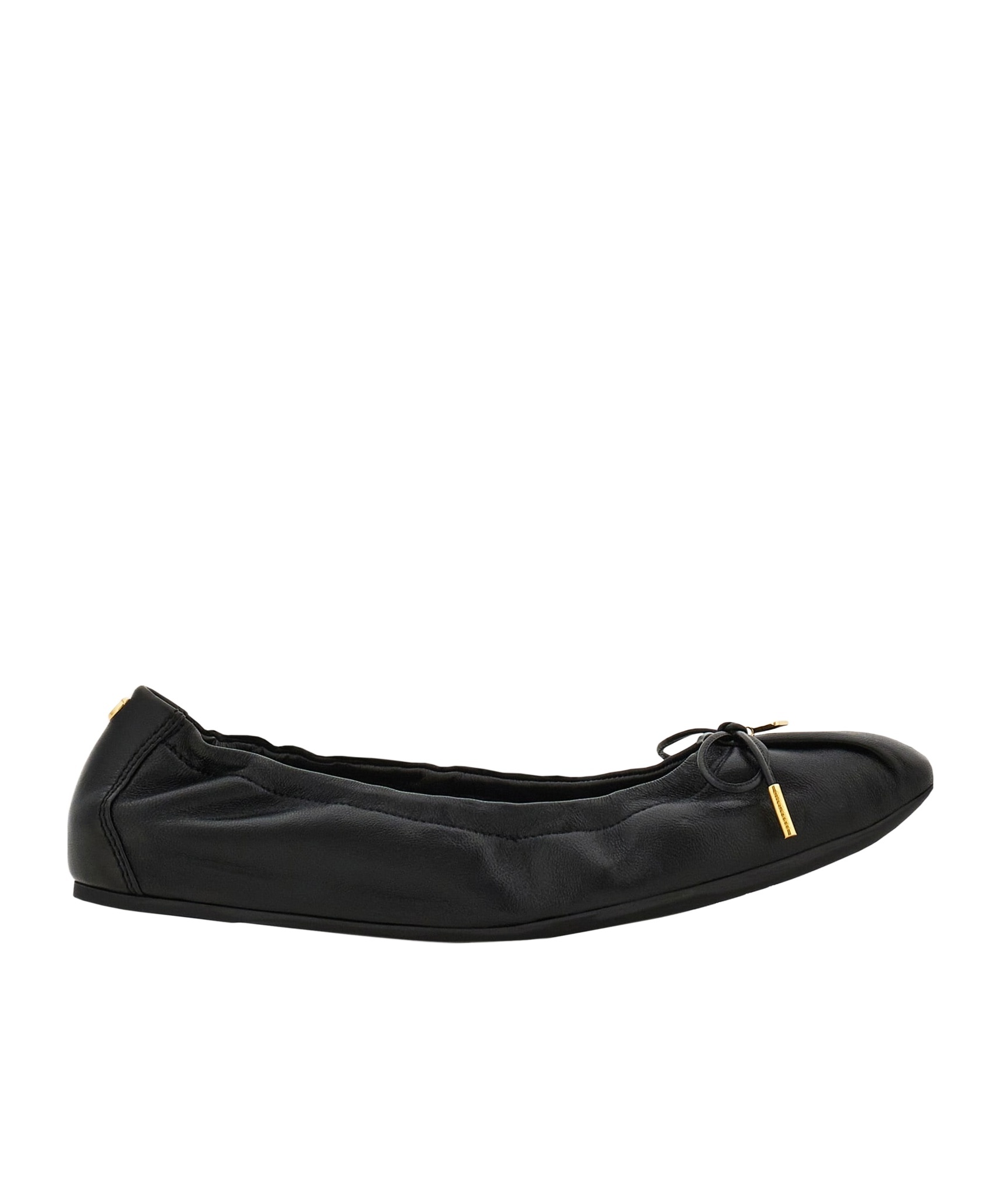 Ferragamo Elasticated Nappa Leather Ballet Flats In Black