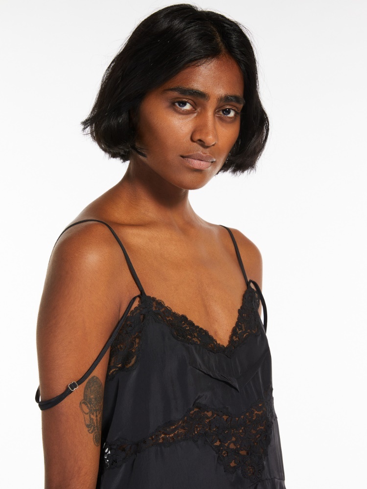 Sportmax Lace Suspender Dress In Black