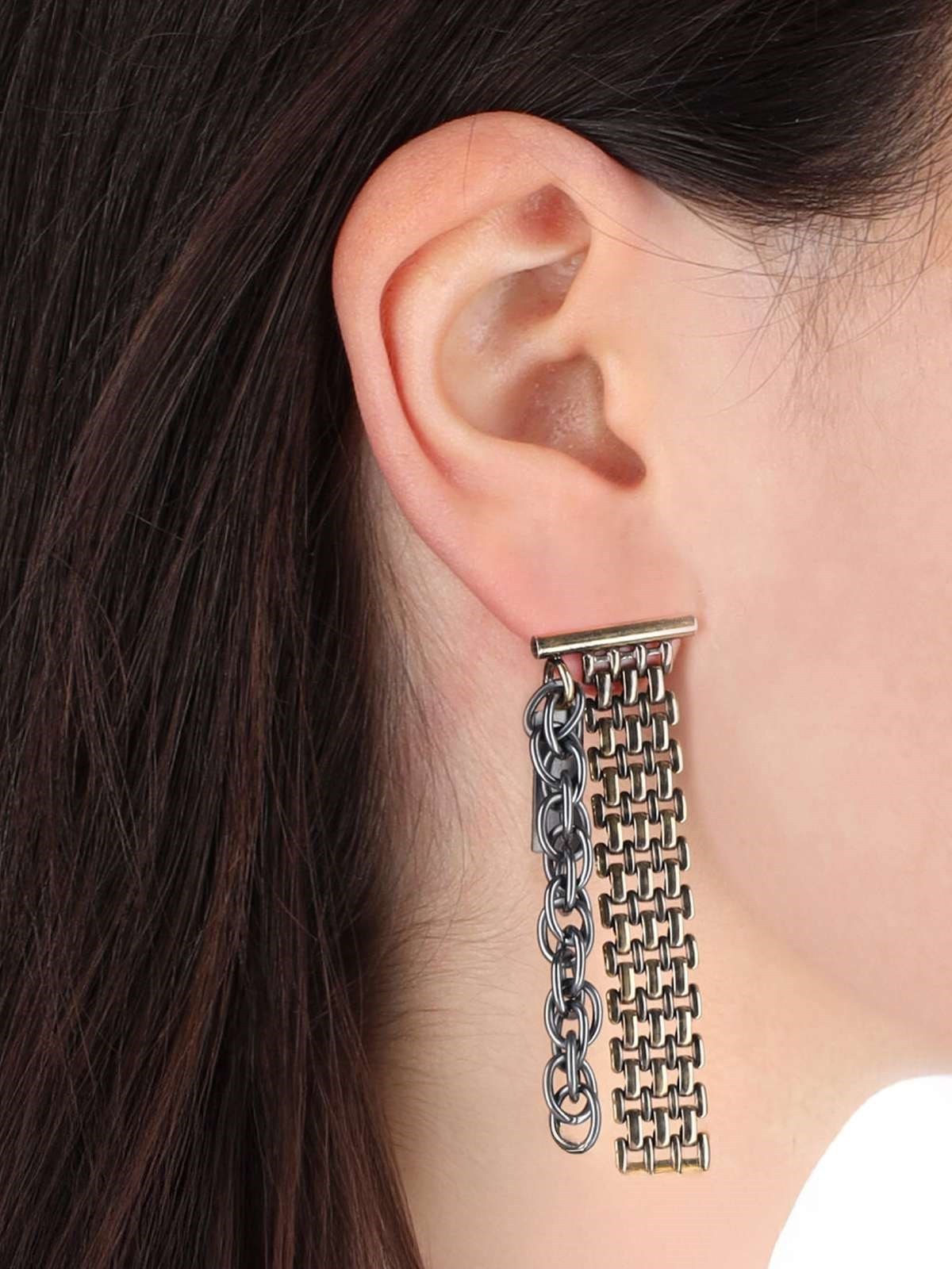 Mm6 Maison Margiela Chain-link Dangle Earrings In Gray