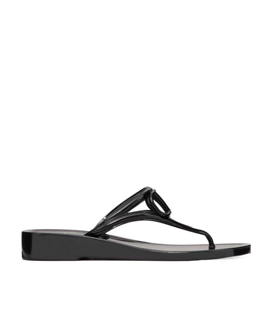 Valentino Vlogo Signature Rubber Thong Sandal In Black