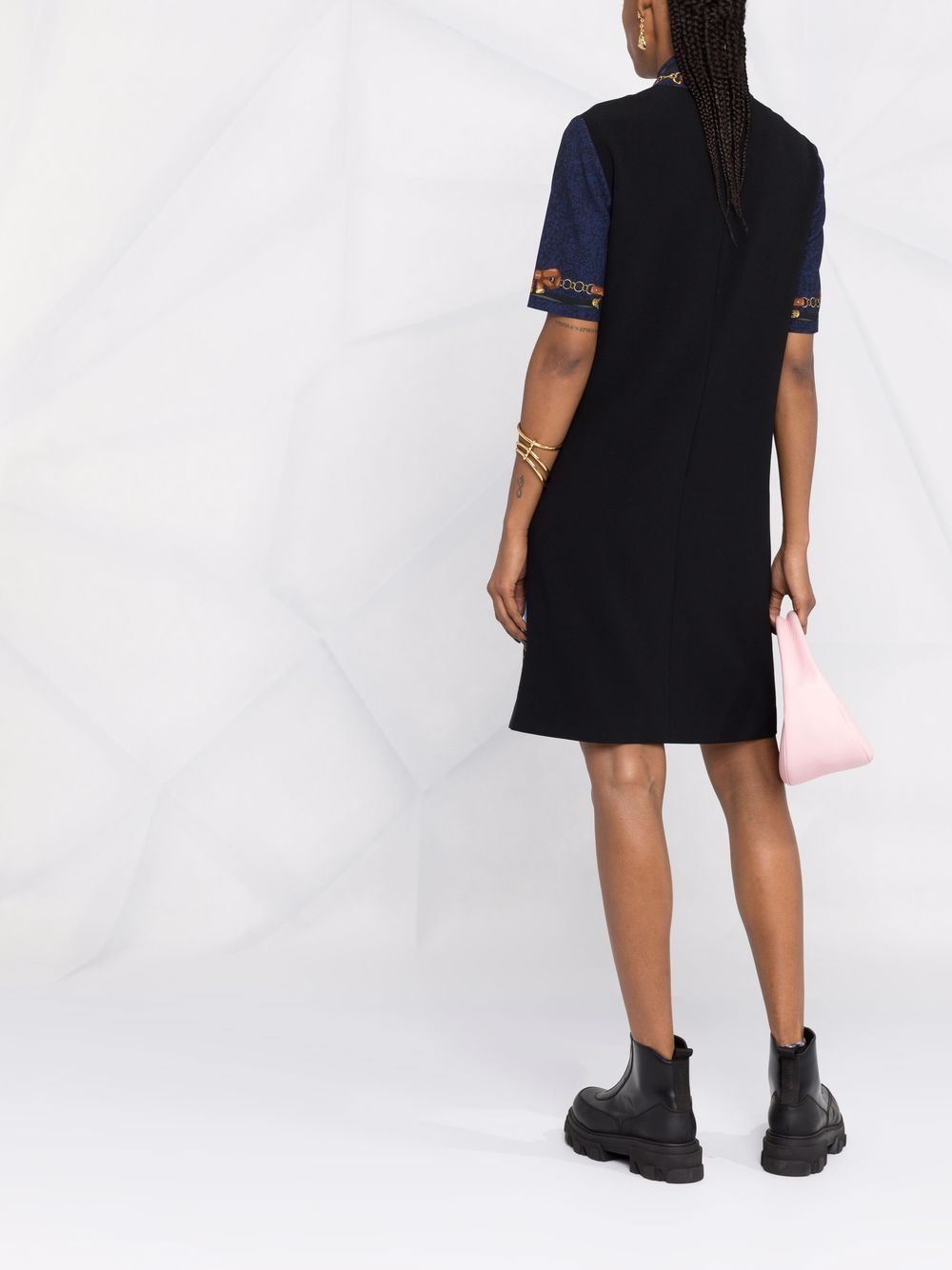 Moschino Dark Blue Fantasy Print Dress In Black