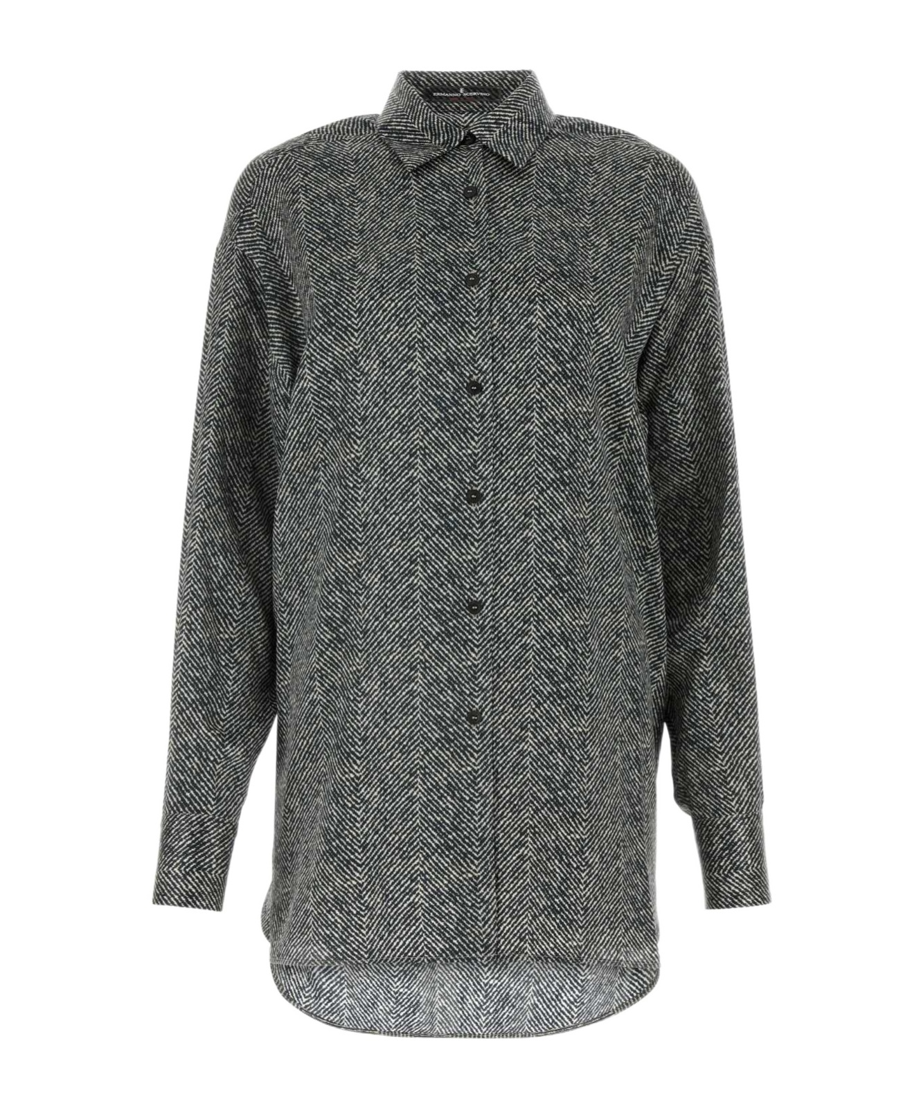 Ermanno Scervino Black Herringbone Silk Shirt In Black