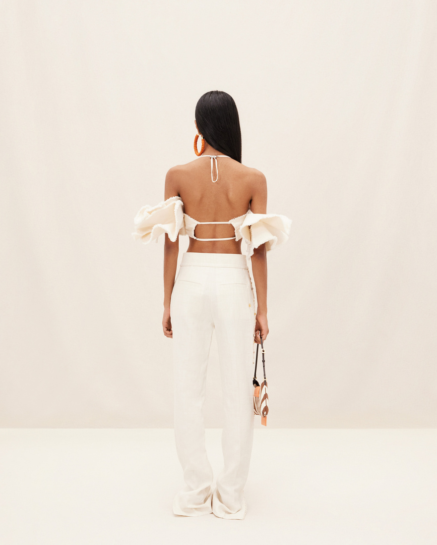 Jacquemus Le Pantalon Tibau Brode Stitched Pants In White