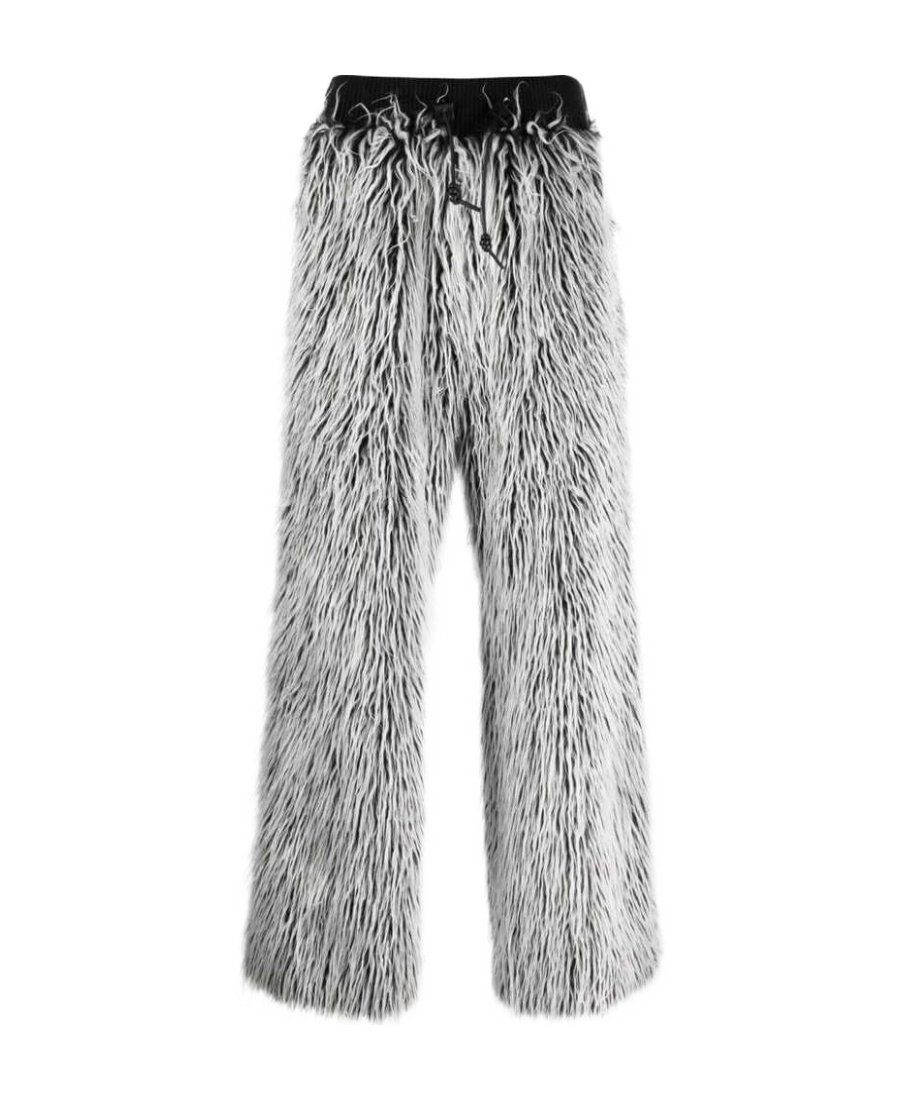 Dolce & Gabbana Faux-fur Tailored-cut Trousers In Gray