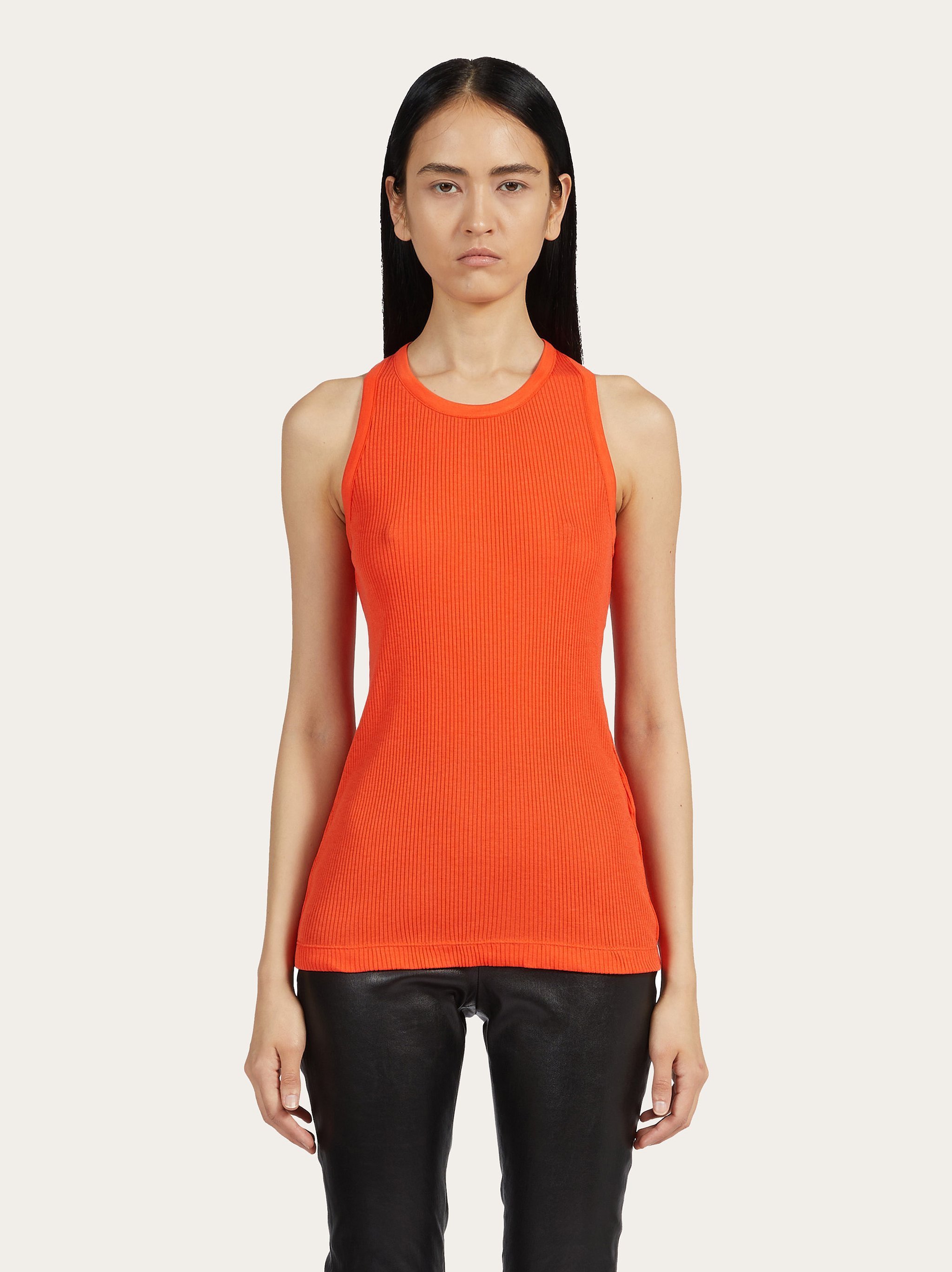 Shop Ferragamo Rib Knitted Vest In Orange