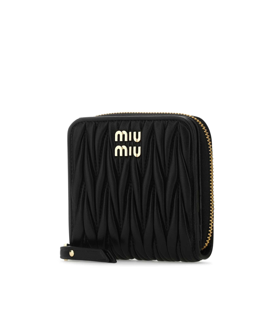 Miu Miu Small Nappa Matelassé Wallet In Black