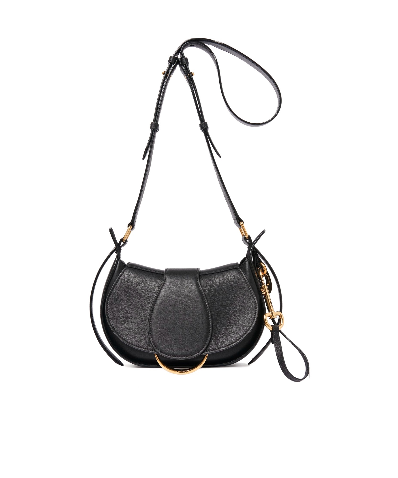 Chloé Ride Flap Shoulder Bag In Smooth Calfskin In Black