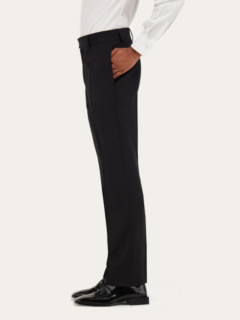Ferragamo Tailored Viscose Blend Trousers Featuring Pockets In Black