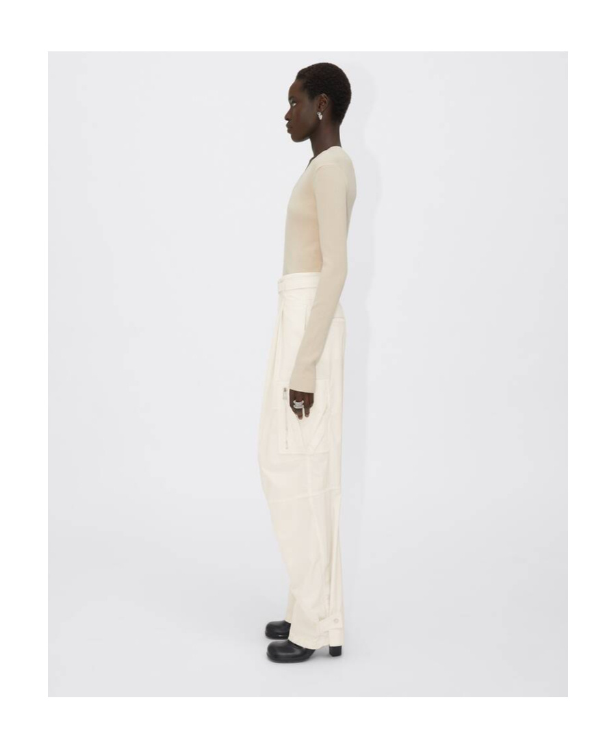 Shop Bottega Veneta Multiple-pocket Wide-leg Trousers In White
