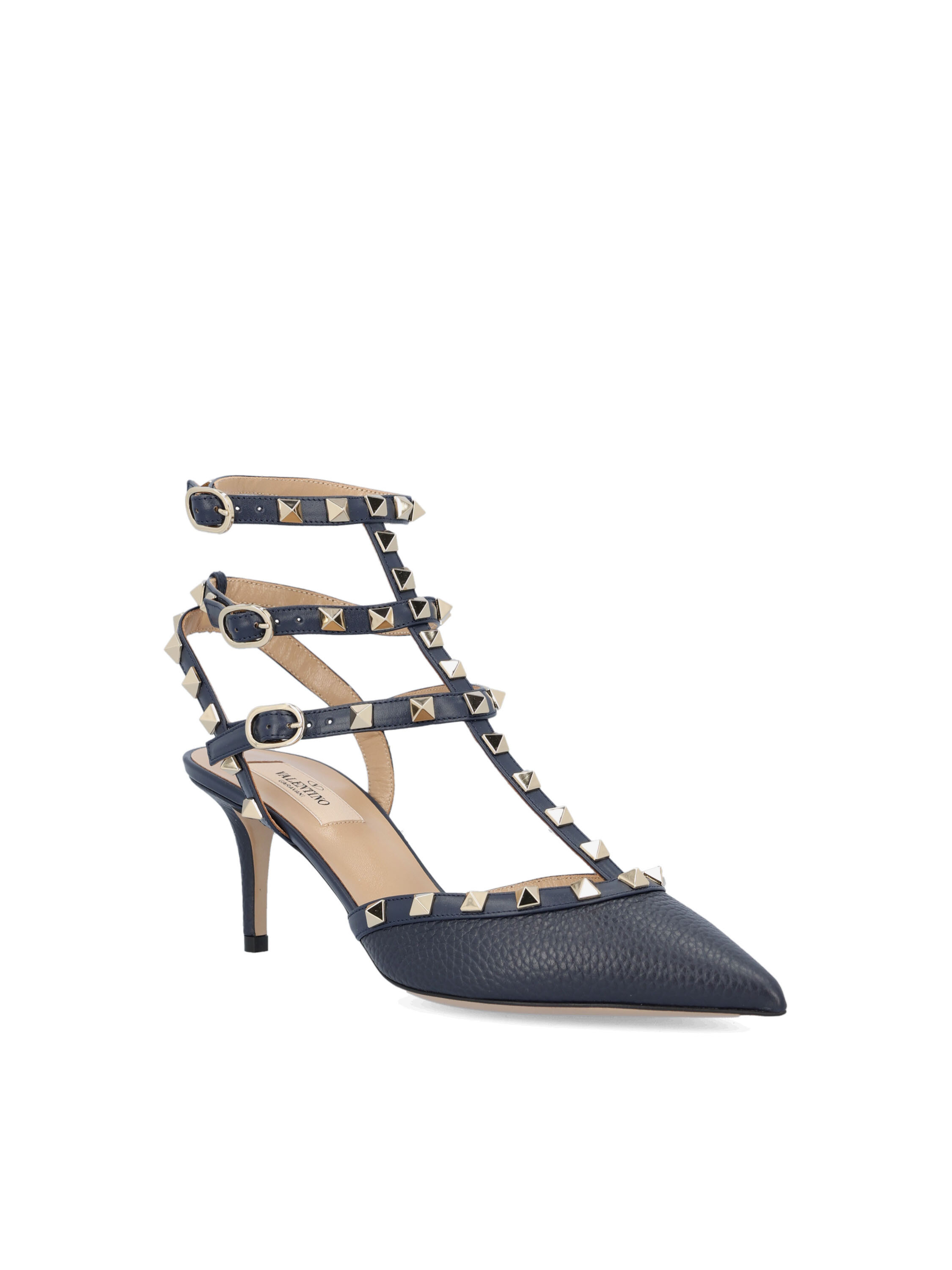 Valentino Rockstud Leather Slingback Pumps In Black