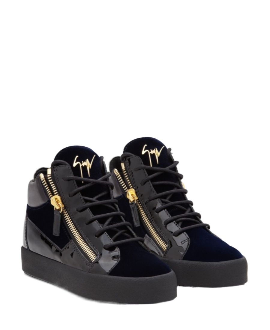 Giuseppe Zanotti Dark Blue High-top Board Shoes In Black