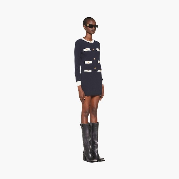 Miu Miu Two-tone Cashmere Cardigan In Blue